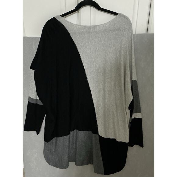 INC International Concepts Sweaters - INC Concepts Sweater Womens 4X Black Gray Knit Colorblock Pullover Round Neck